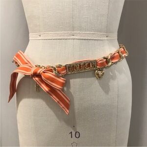 Juicy Couture Striped Orange and Gold Belt